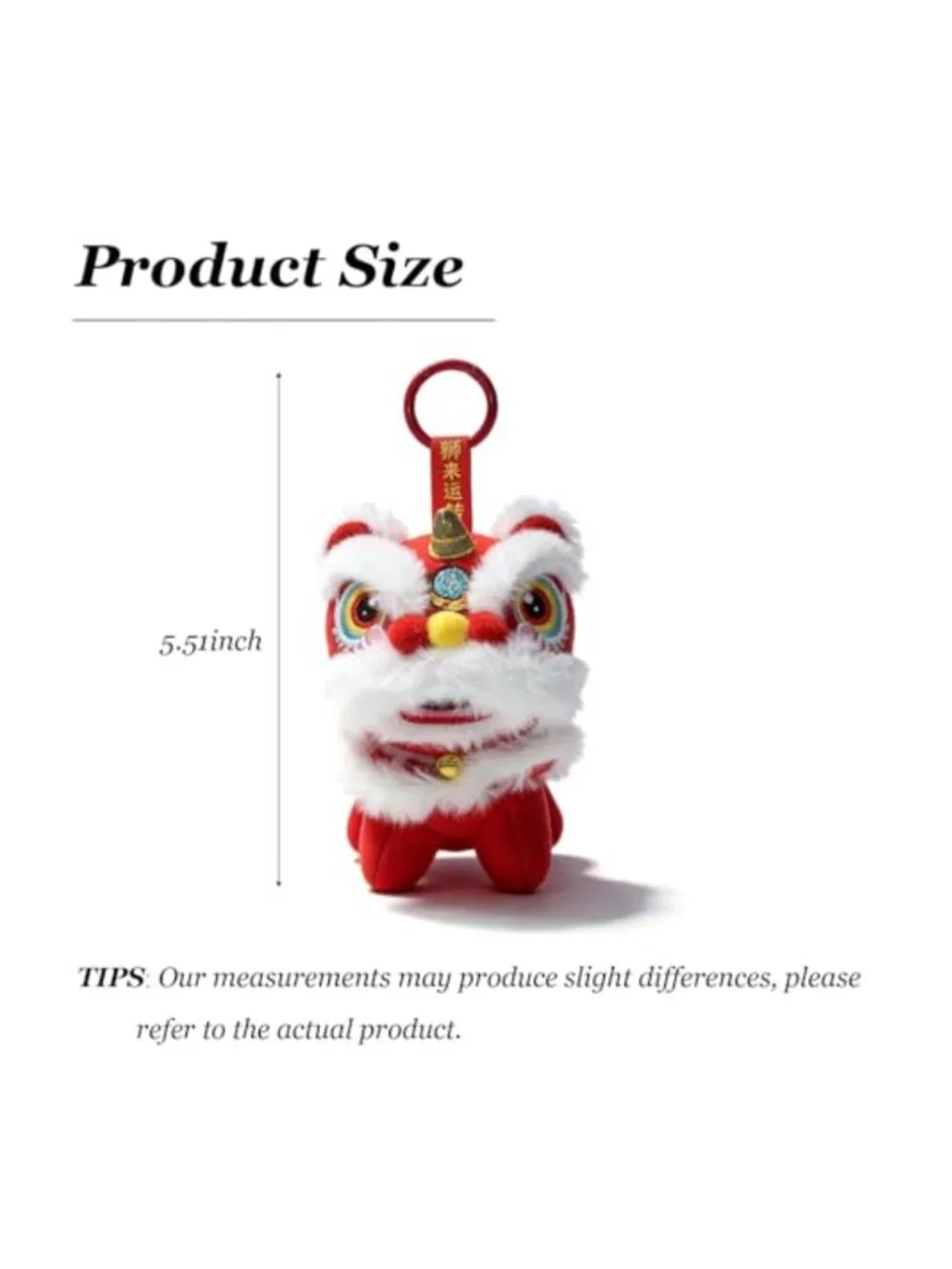 Cute Chinese Lion Dance Plush Keychain Bag Charm Handbag Purse Tote Accessory